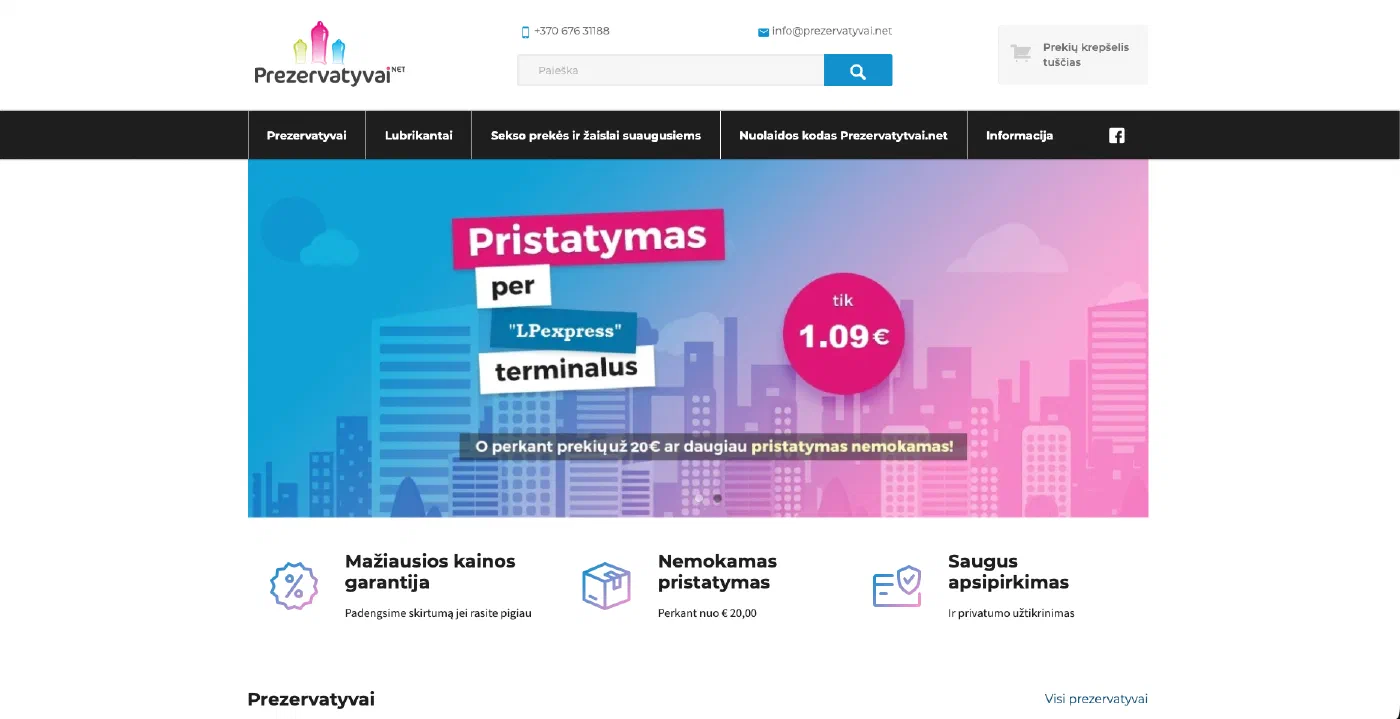 Prezervatyvai.net ekrano nuotrauka